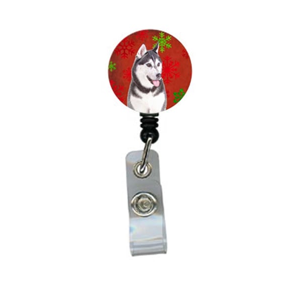Teacher&Aposs Aid Red Snowflakes Holiday Christmas Alaskan Malamute Retractable Badge Reel TE2916487 - main